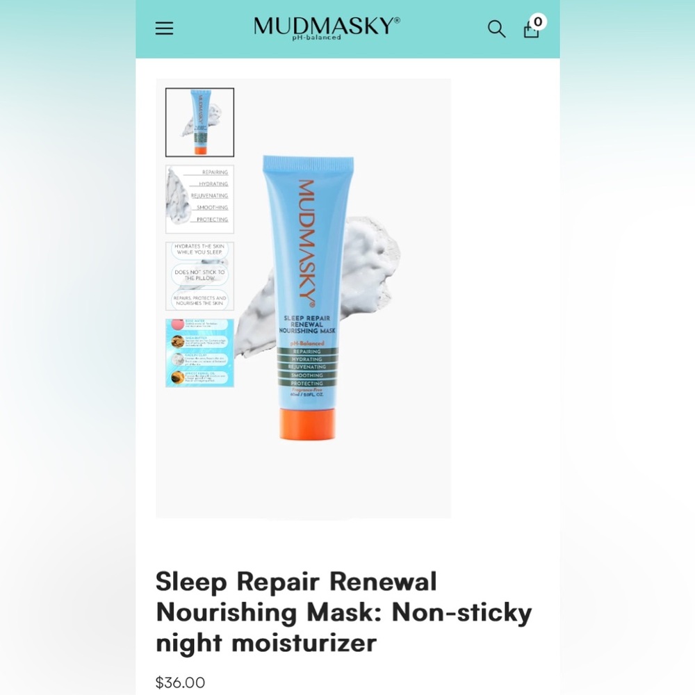 2/$30 MUDMASKY SLEEP REPAIR RENEWAL NOURISHING MASK - BRAND NEW still sealed!